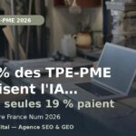 Ordinateur portable sur un établi d'atelier – IA en TPE-PME 2026