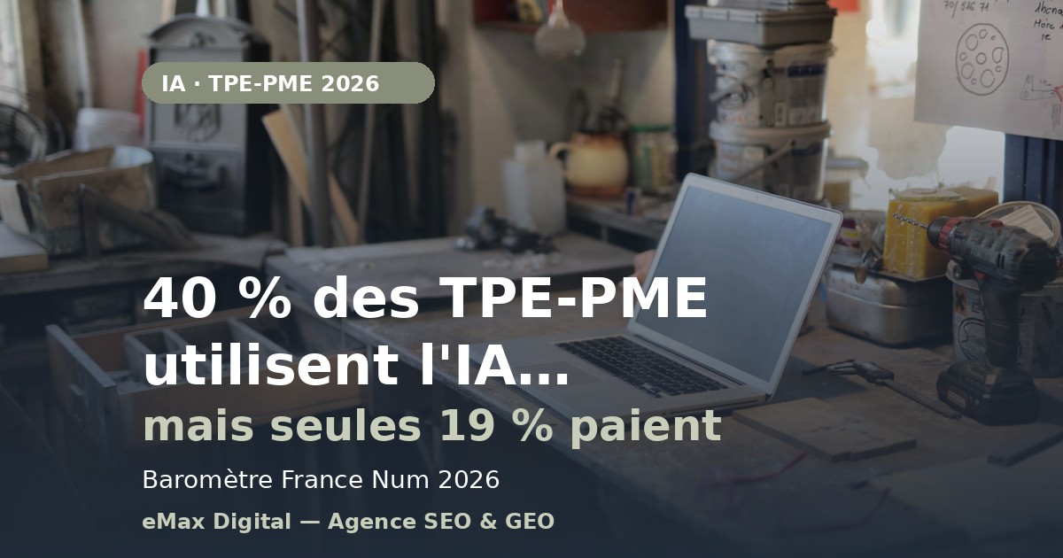 Ordinateur portable sur un établi d'atelier – IA en TPE-PME 2026